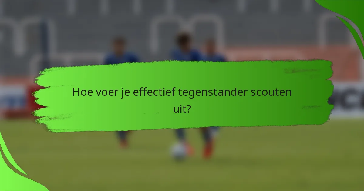Hoe voer je effectief tegenstander scouten uit?